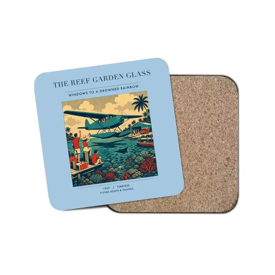 The Reef Garden Glass - Designed Coasters design on light blue 1-piece