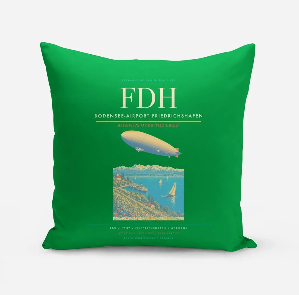 Bodensee-Airport Friedrichshafen (FDH) design on green pillow