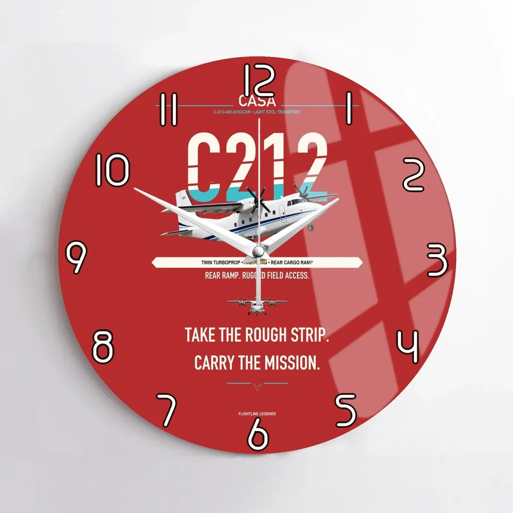 CASA C-212-400 Aviocar design on red no frame wall clock