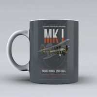 Thumbnail for Fairey Swordfish Mk I design on gray ceramic mug, double-side print