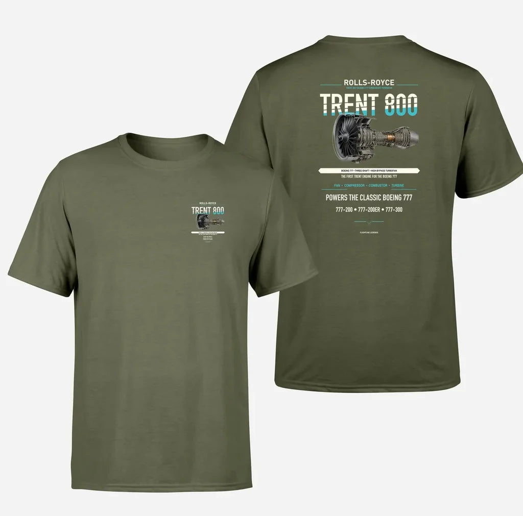 TRENT 800 design on green army t shirt