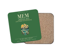 Thumbnail for Frederick W. Smith International Airport Memphis (MEM) design on green 1 piece coaster