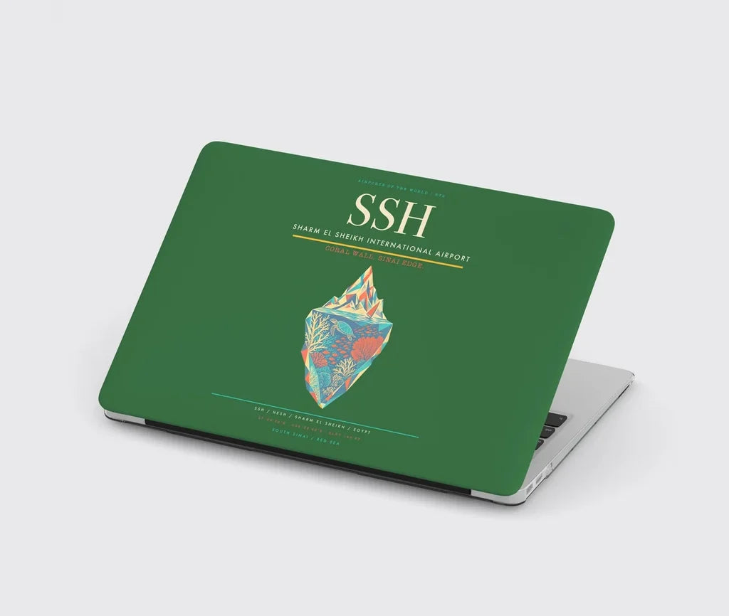Sharm El Sheikh International Airport (SSH) design on green MacBook case
