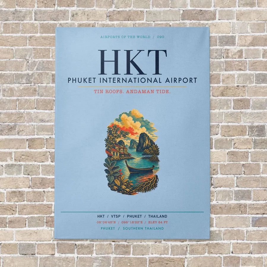 Phuket International Airport HKT vertical canvas print - no frame - light blue background
