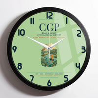 Thumbnail for Shah Amanat International Airport Chattogram (CGP) design on light green framed wall clock
