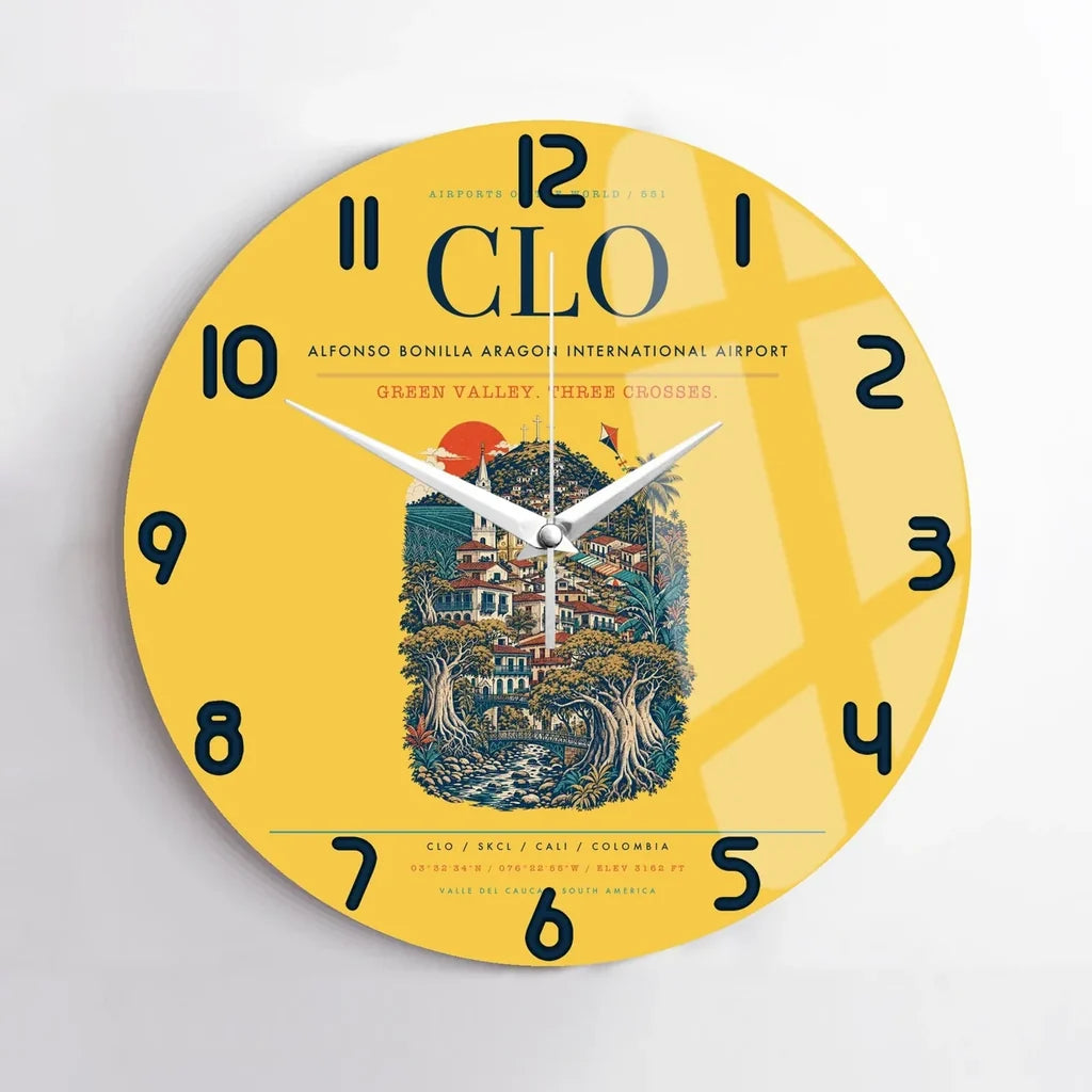Alfonso Bonilla Aragon International Airport CLO Wall-Clock No-Frame - Yellow