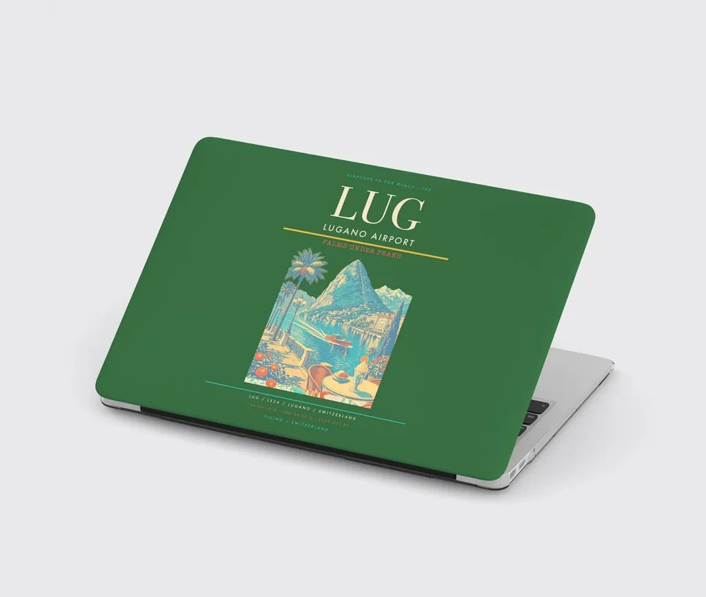 Lugano Airport (LUG) design on green MacBook case