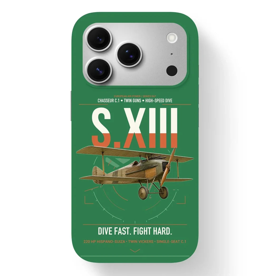SPAD S.XIII C.1 design on green magsafe iphone case, for iPhone 17 Pro
