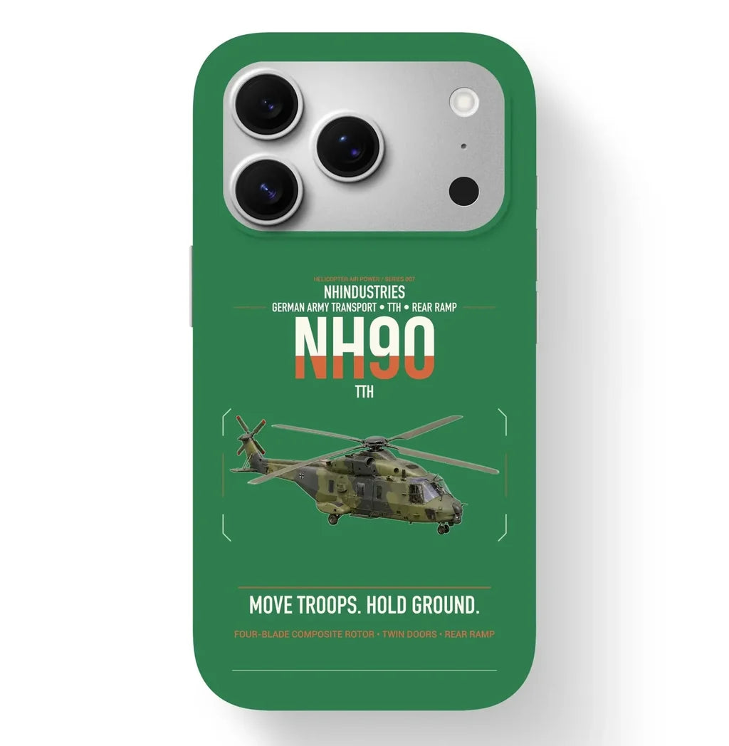 NHIndustries NH90 TTH design on green magsafe iphone case, for iPhone 17 Pro