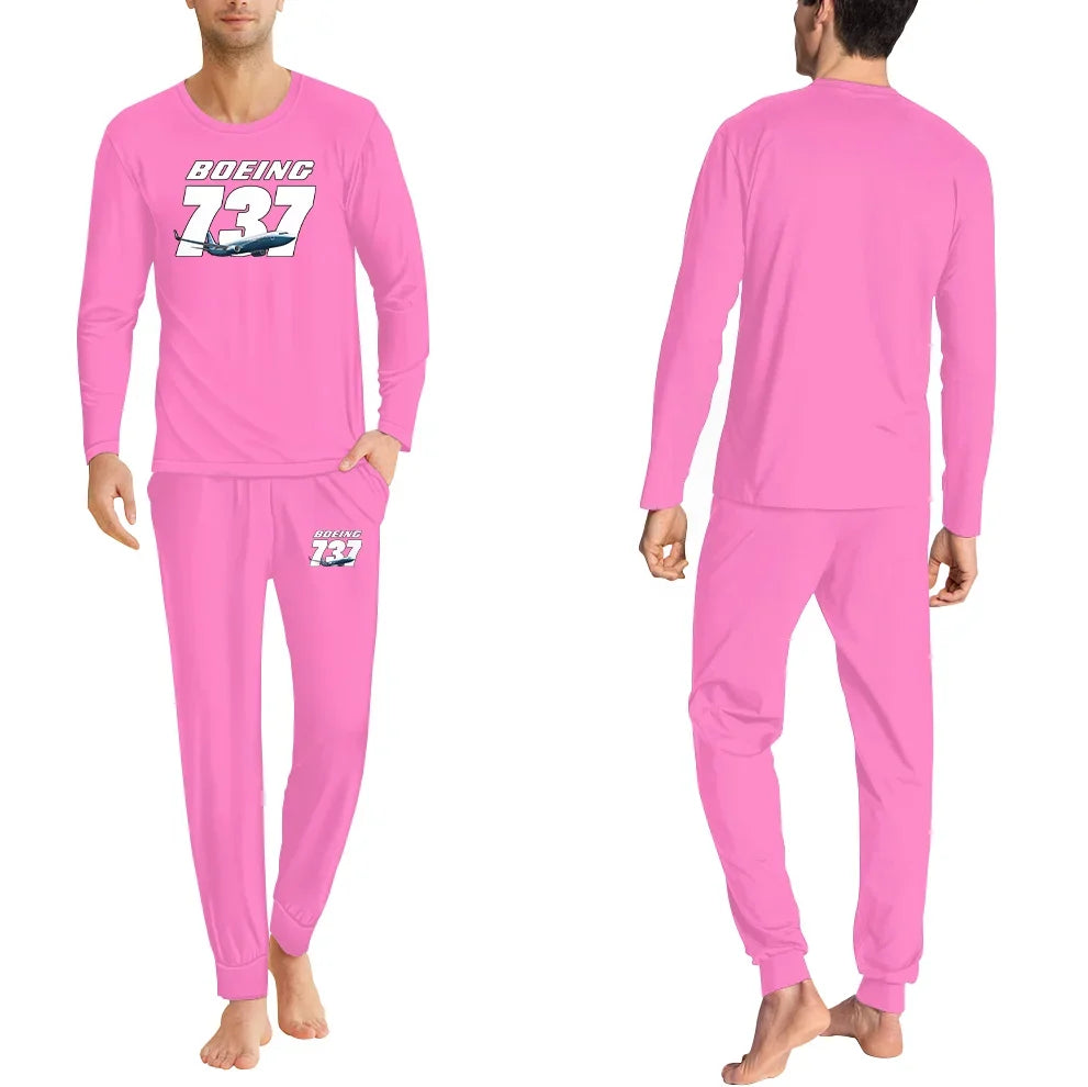 Super Boeing 737+Text men pajamas - Pink