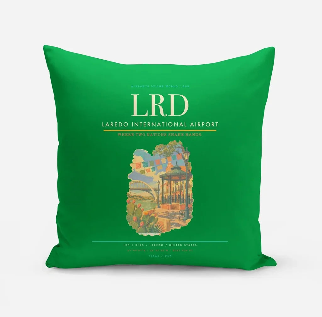 Laredo International Airport (LRD) design on green pillow