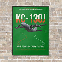 Thumbnail for KC-130J SUPER HERCULES vertical canvas print - framed - green background