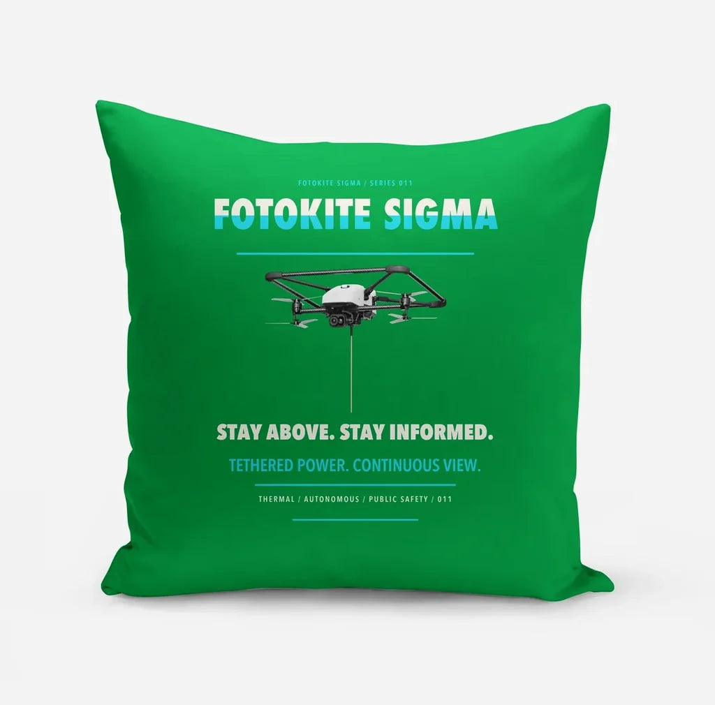Fotokite Sigma design on green pillow