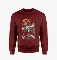 Thumbnail for How Planes Fly V2 design on wine red sweatshirt