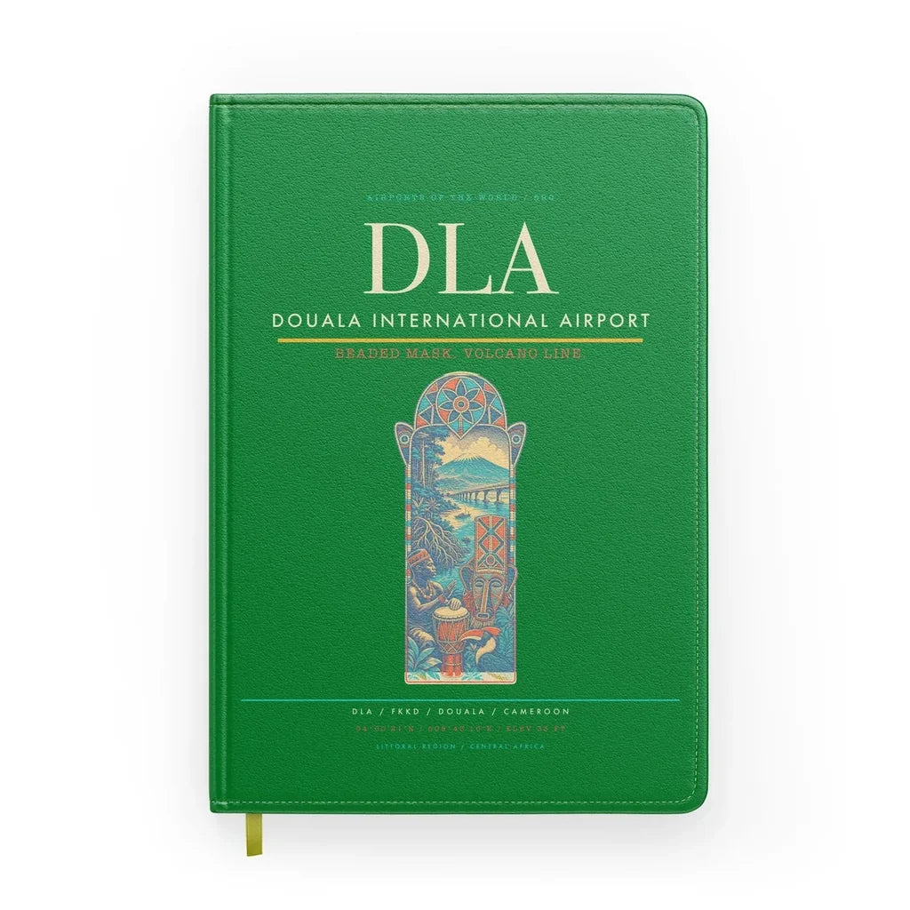 Douala International Airport (DLA) design on green notebook