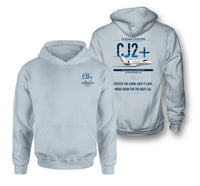 Thumbnail for Cessna Citation CJ2+ design on light blue double-side hoodie, double-side print