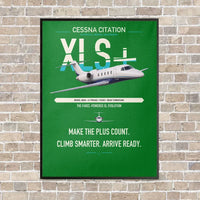 Thumbnail for Cessna Citation XLSPlus vertical canvas print - framed - green background