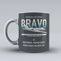 Thumbnail for Cessna Citation Bravo design on gray ceramic mug, double-side print