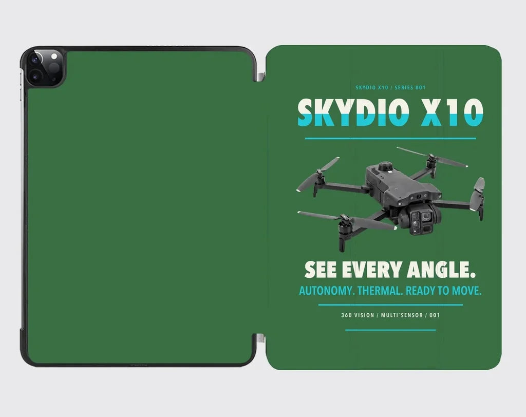 Skydio X10 design on green ipad tablet case