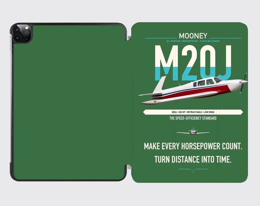 Mooney M20J 201 design on green ipad tablet case