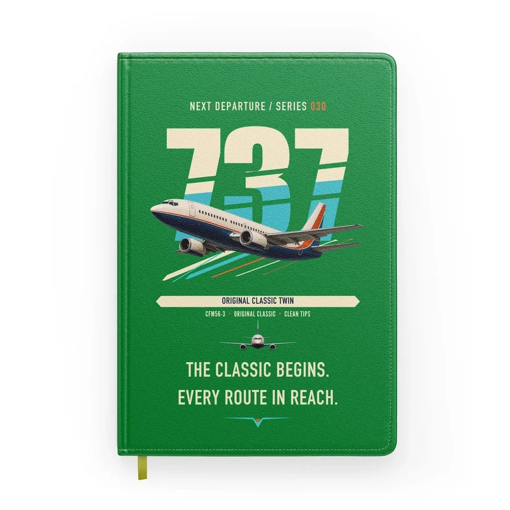 Boeing 737-300 Classic design on green notebook