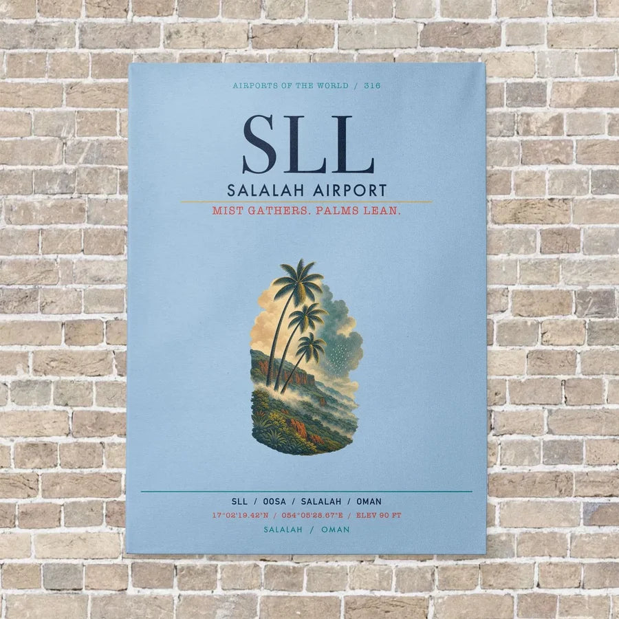 Salalah Airport SLL vertical canvas print - no frame - light blue background