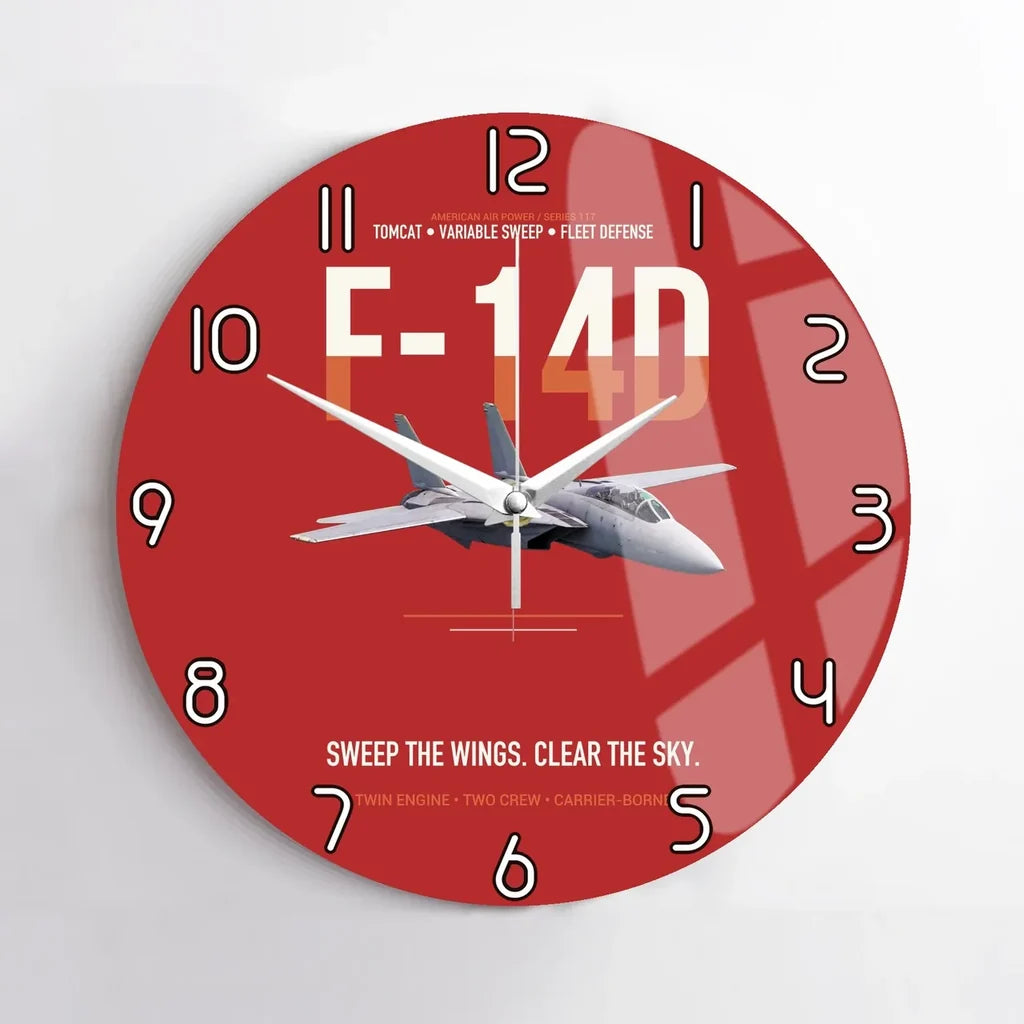 F-14D Tomcat Sweep The Wings Clear The Sky design on red no frame wall clock