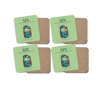 Thumbnail for Singapore Changi International Airport (SIN) design on light green 4 pieces set coaster