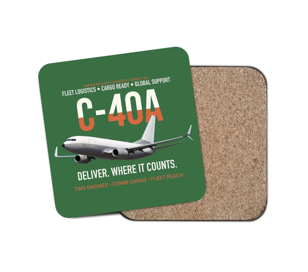 C-40A Clipper Fleet Logistics Ready design on green 1 piece coaster