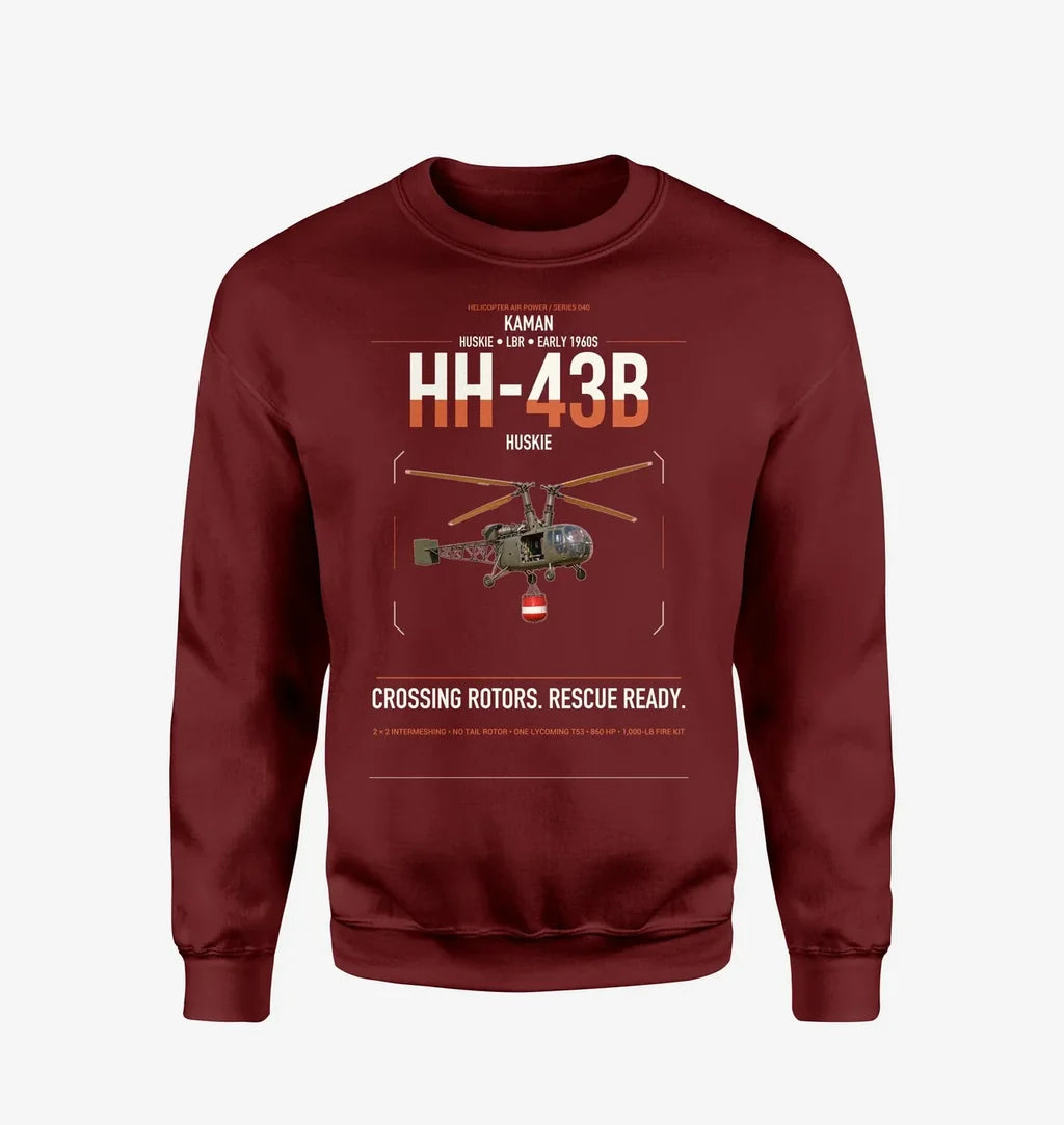 Kaman HH-43B Huskie design on wine red sweatshirt