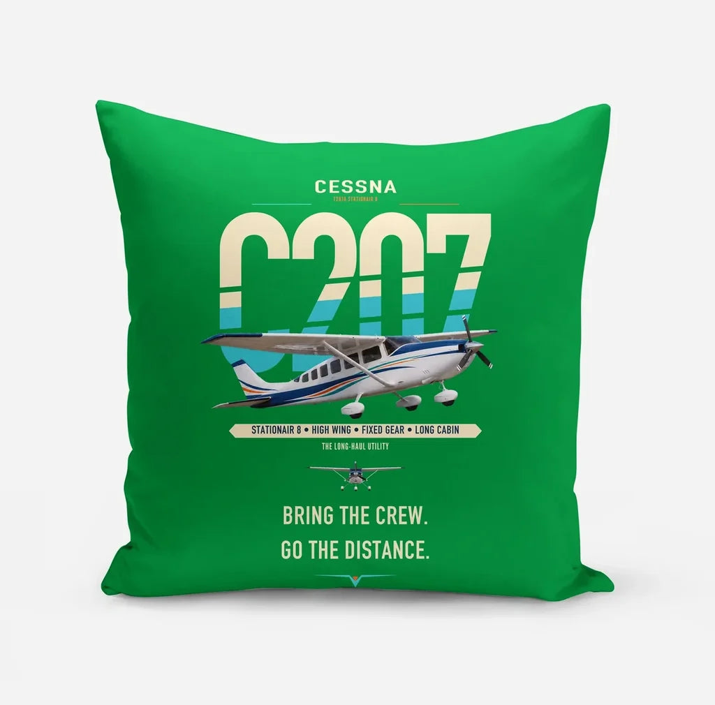 Cessna T207A Stationair 8 design on green pillow