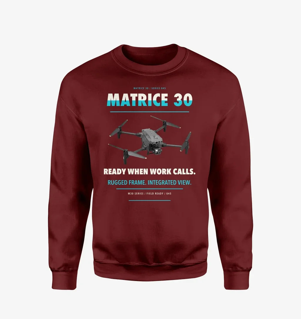 DJI Matrice 30 design on wine red sweatshirt