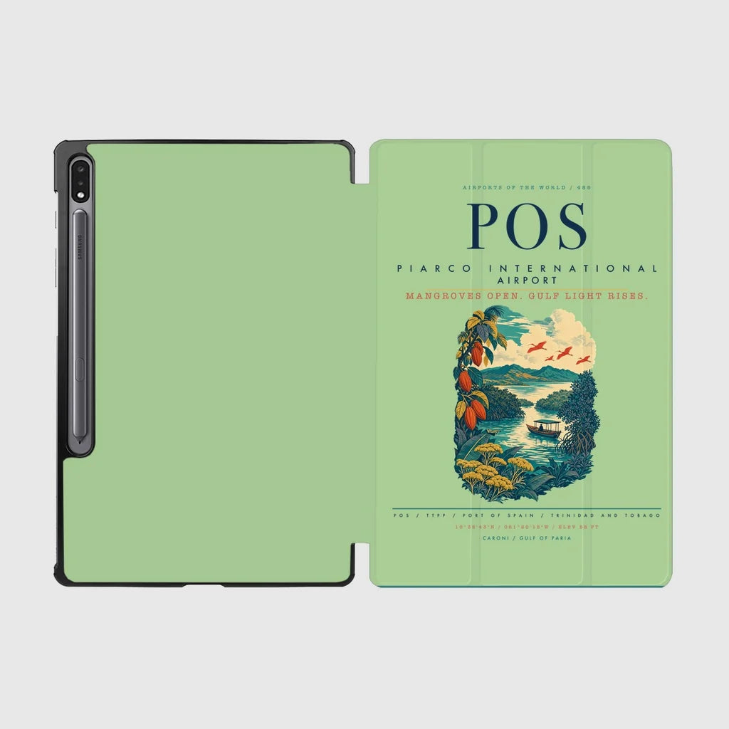 Piarco International Airport (POS) design on light green samsung tablet tablet case