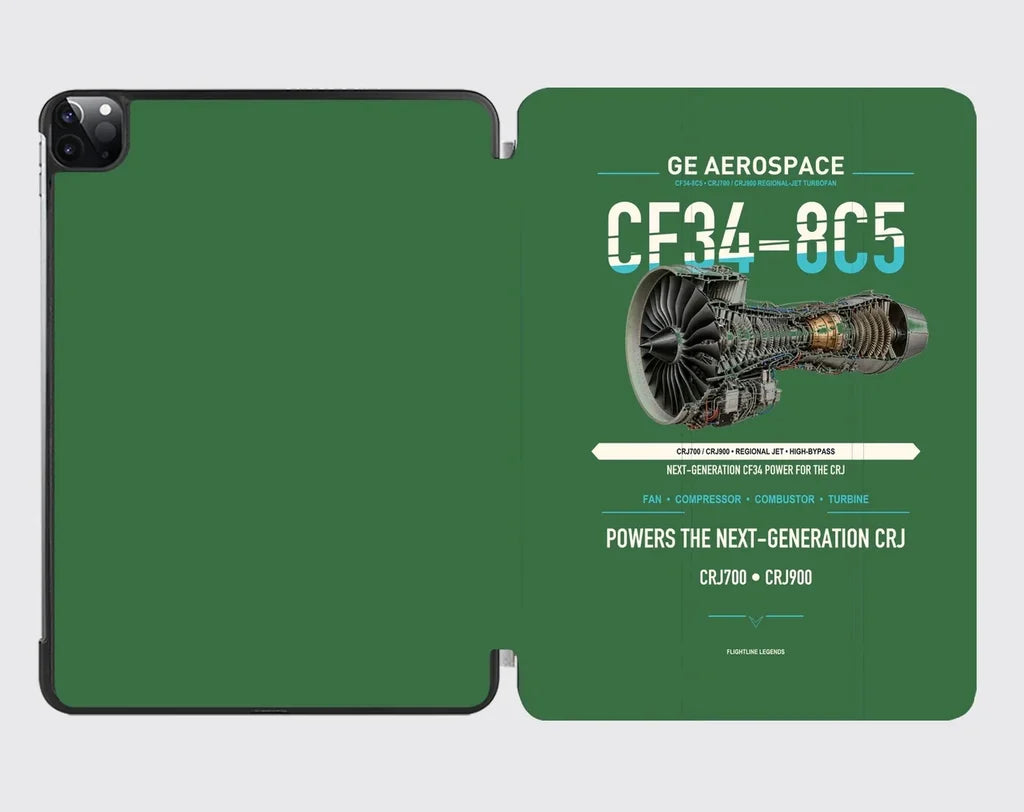 CF34-8C5 design on green ipad tablet case