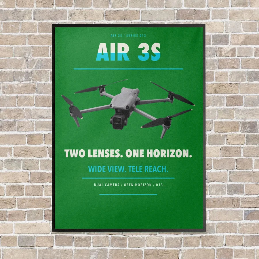 DJI Air 3S vertical canvas print - framed - green background