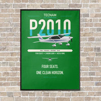 Thumbnail for Tecnam P2010 vertical canvas print - framed - green background