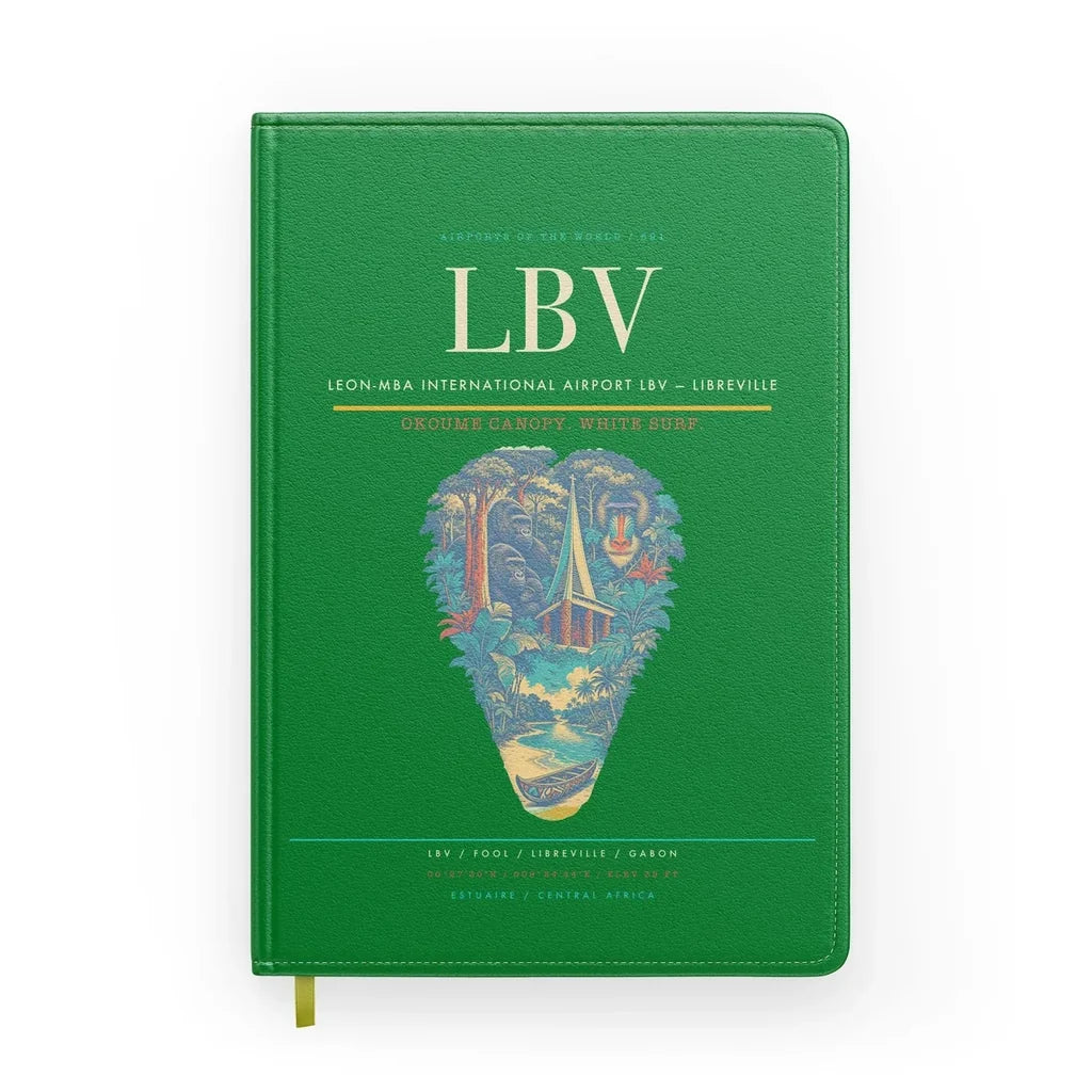 Leon-Mba International Airport (LBV) design on green notebook