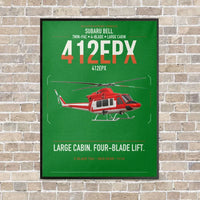 Thumbnail for SUBARU Bell 412EPX vertical canvas print - framed - green background
