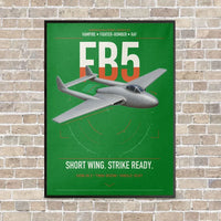 Thumbnail for de Havilland Vampire FB5 vertical canvas print - framed - green background