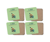Thumbnail for Copenhagen Airport Kastrup (CPH) design on light green 4 pieces set coaster