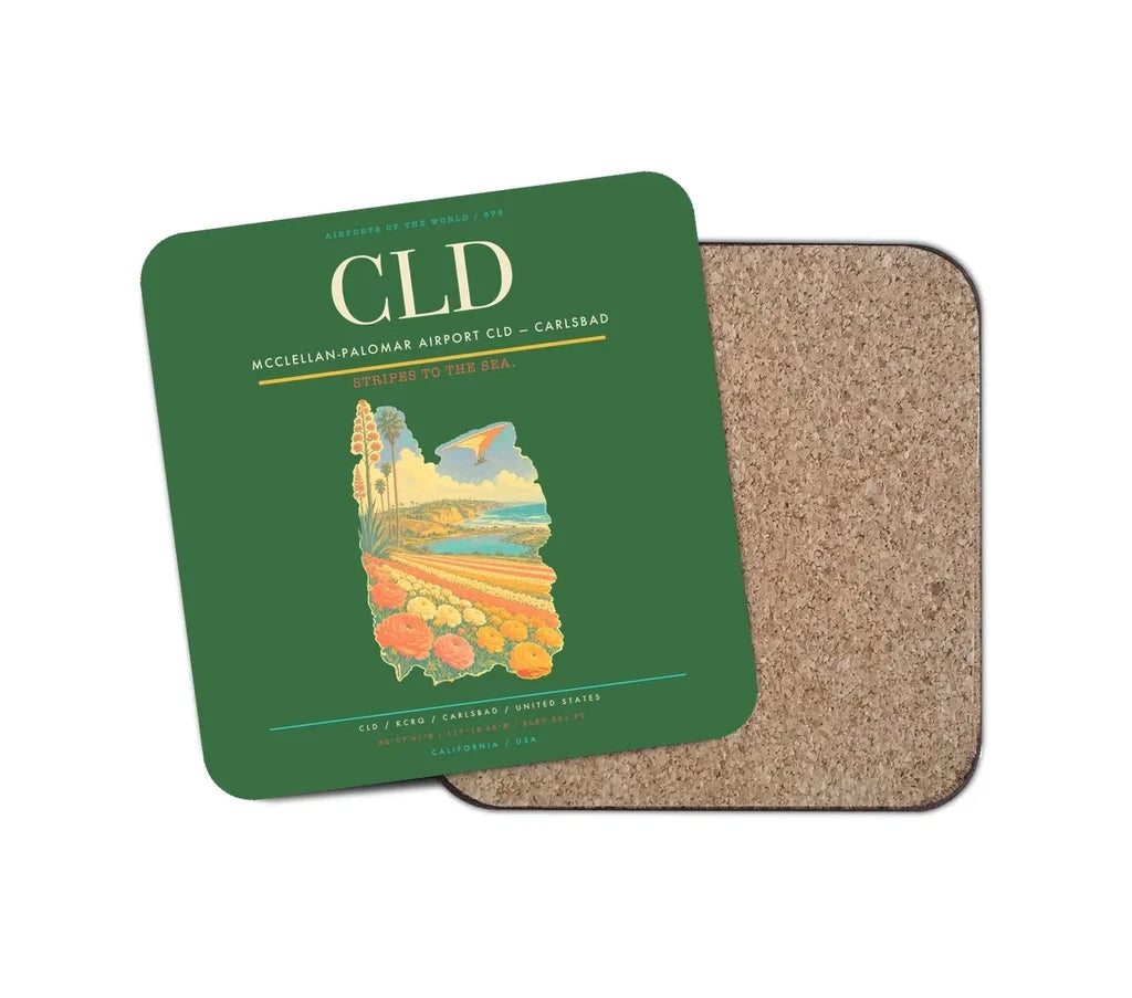 McClellan-Palomar Airport (CLD) design on green 1 piece coaster
