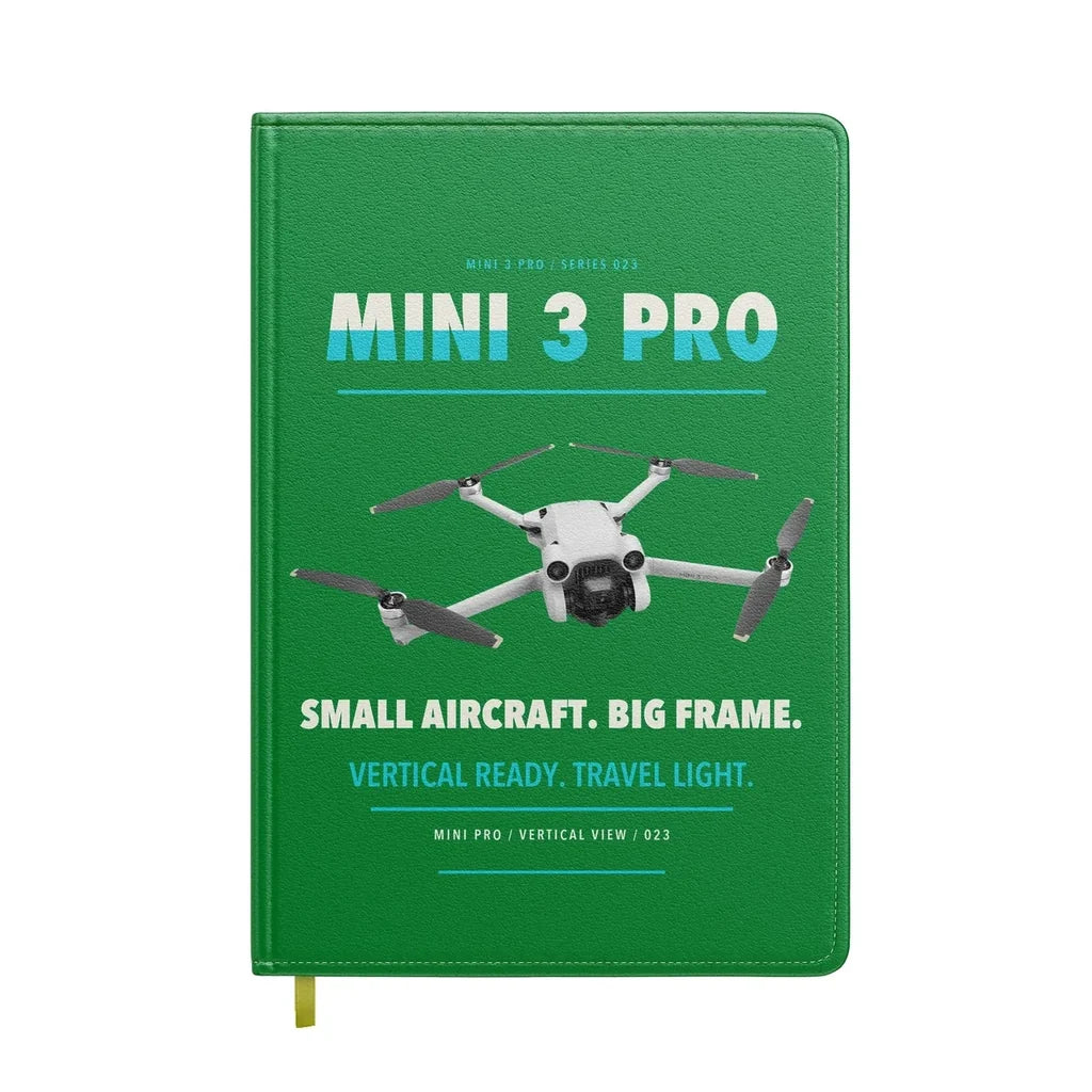 DJI Mini 3 Pro design on green notebook
