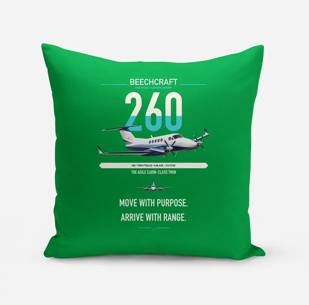 Beechcraft King Air 260 design on green pillow