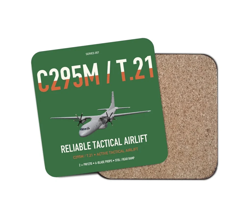 Airbus C295M T.21 design on green 1 piece coaster