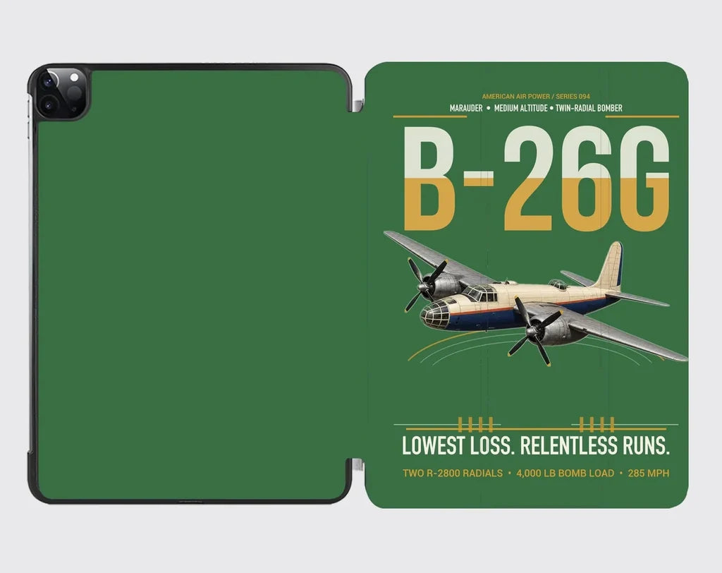 B-26G Marauder design on green ipad tablet case
