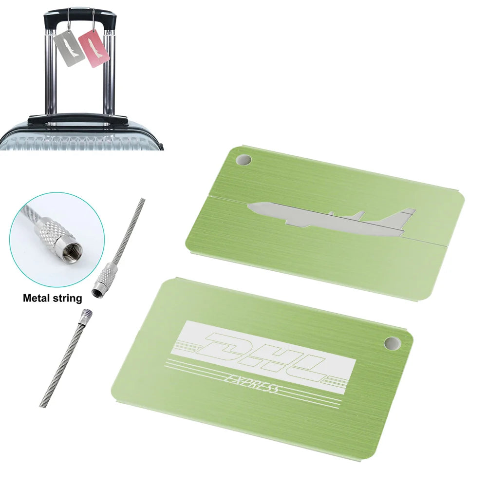 DHL Aviation Aluminum Airplane Luggage tag in green