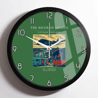 Thumbnail for VINTAGE G4152 - The River Of Lights - Designed Wall Clocks design on green framed