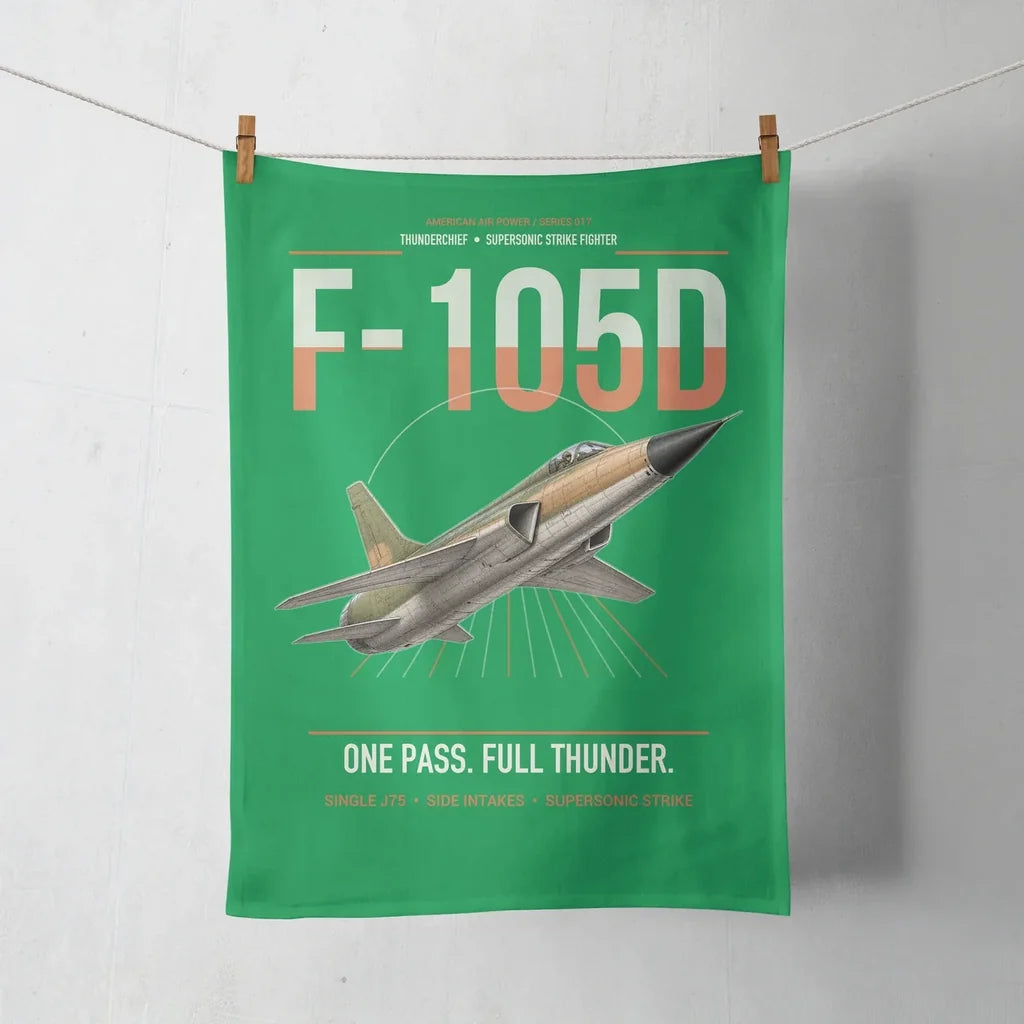 F-105D Thunderchief design on green towel