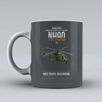Thumbnail for NHIndustries NH90 TTH design on gray ceramic mug, double-side print