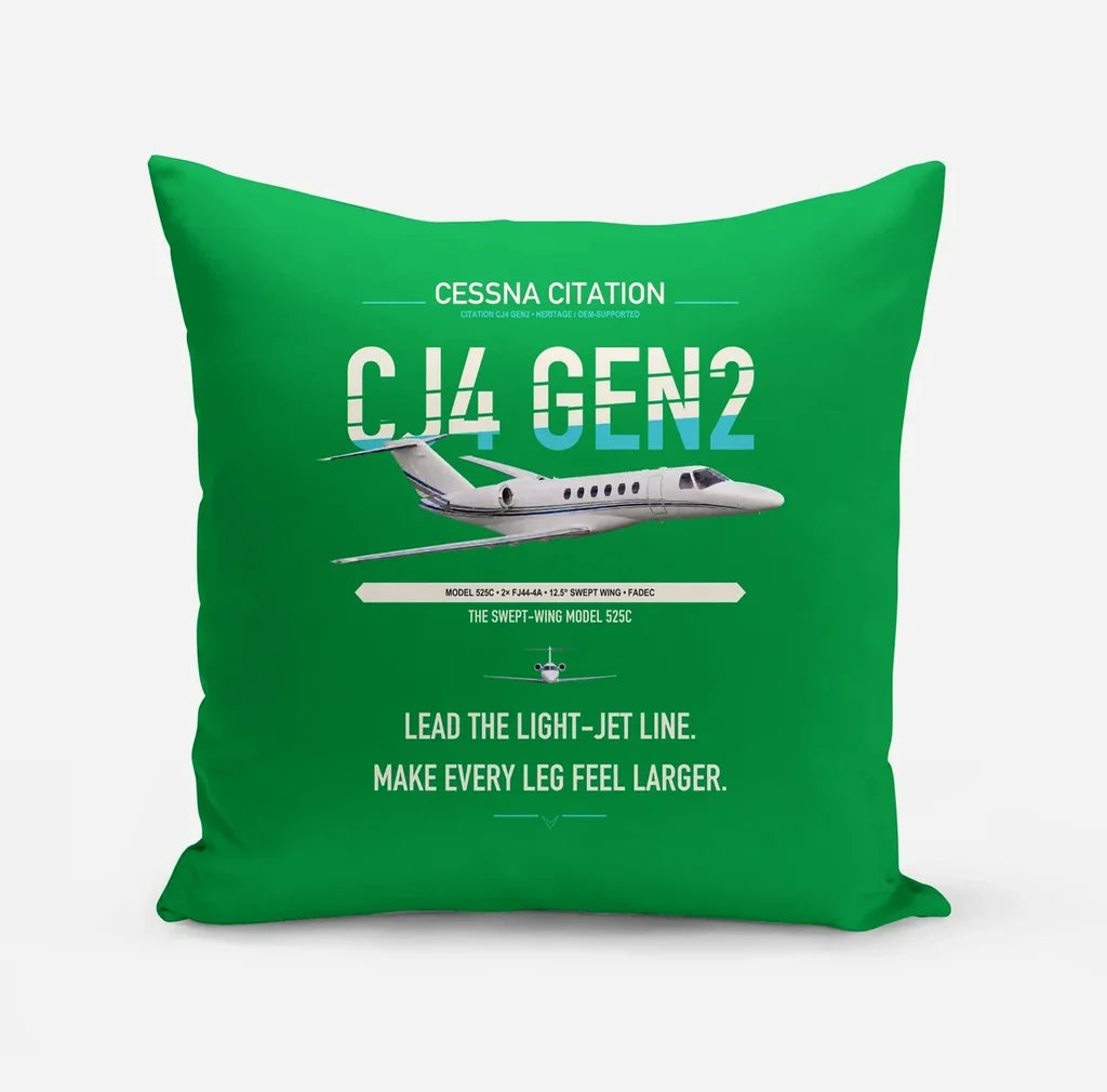 Cessna Citation CJ4 Gen2 design on green pillow
